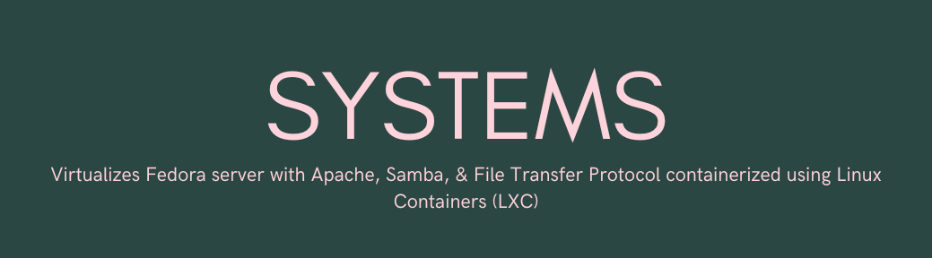 Systems - Virtualizes Fedora server with Apache, Samba, & File Transfer Protocol containerized using Linux Containers (LXC)